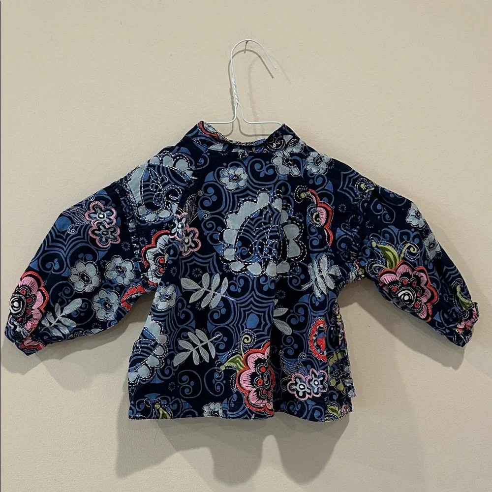Oilily Floral Toddler Girl Sz 92cm Shirt Cotton Lond Sleeve button down Top 3T - Picture 2 of 8